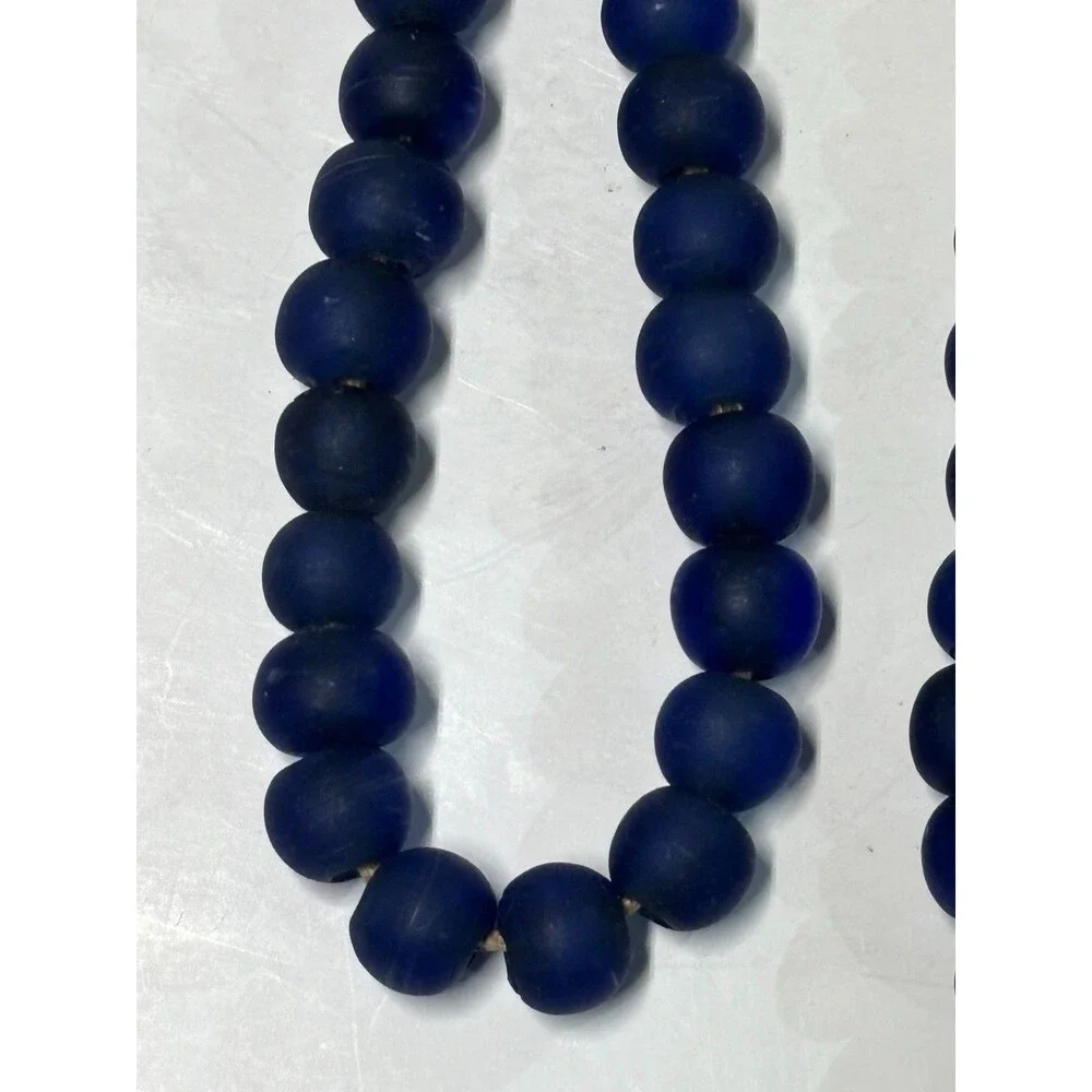 Pottery Barn Blue Wooden Bead Garland Set of 2 Farmhouse Coastal Decor 12